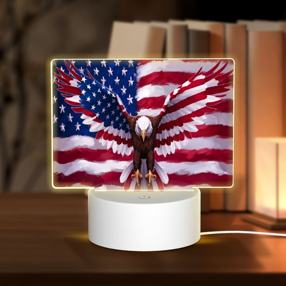 Kdxio USA Eagle with Spread Wings Rectangular Acrylic Night Light Acrylic Sleep Night Light Friend Gifts for Birthday Gifts for Women Teens Boys Girls