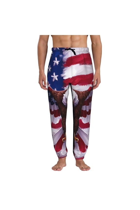 USA Eagle with Spread Wings Pattern Joggers,Sweatpants for Men with Pockets-Small