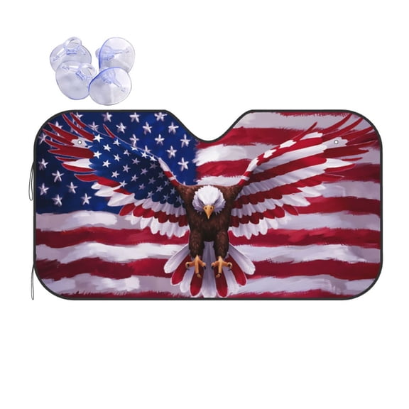 Kdxio USA Eagle with Spread Wings Print Front Windshield Sun Shade,Folding Auto Sunshade for Car Truck SUV-Small