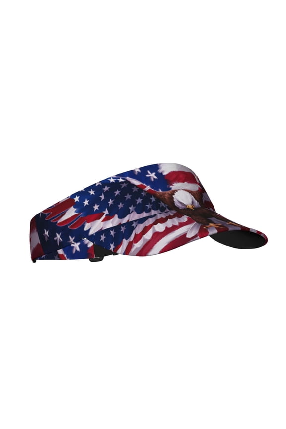 USA Eagle with Spread Wings Print Sun Visor Hat Golf Visor Adjustable Velcro Outdoor Sports Cap for Men Women