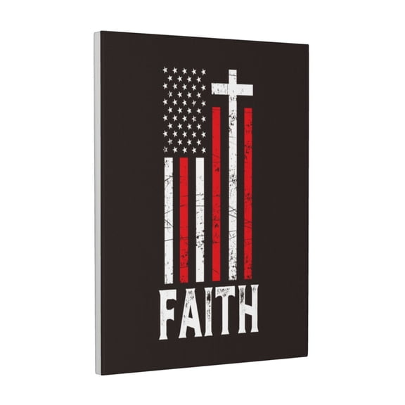 Kdxio USA Flag Cross Pattern Canvas Wall Art 12x16 Inches - Waterproof HD Print Solid Wood Frame for Living Room & Bathroom,Vertical