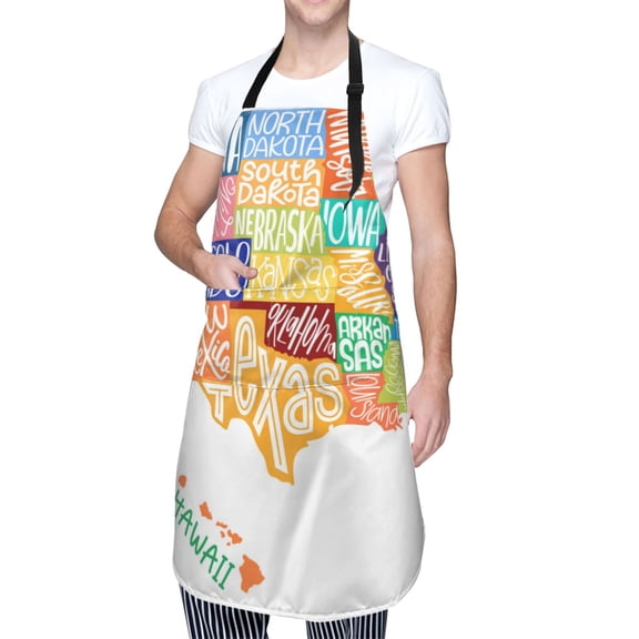 Kdxio USA MAP Apron with Pockets Adjustable Kitchen Aprons for Men Women Waterproof Aprons for Cooking,Drawing,Crafting, Baking Household Cleaning