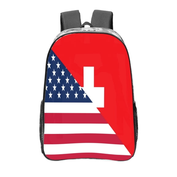 Kdxio USA Switzerland Clear Backpack, Transparent Bookbag for School for Women Men, Capacity Clear Bag for College, Travel