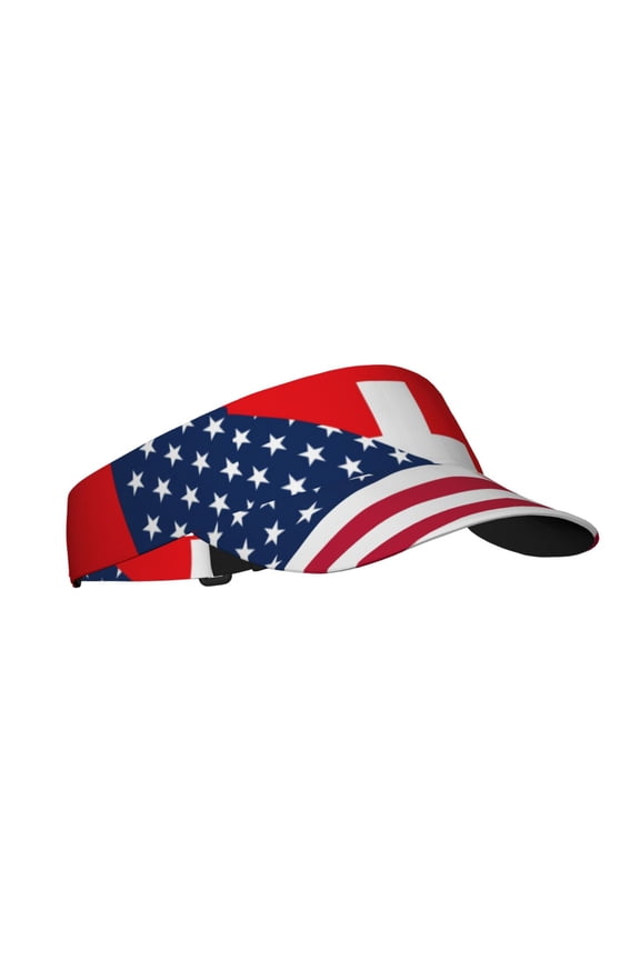 USA Switzerland Print Sun Visor Hat Golf Visor Adjustable Velcro Outdoor Sports Cap for Men Women