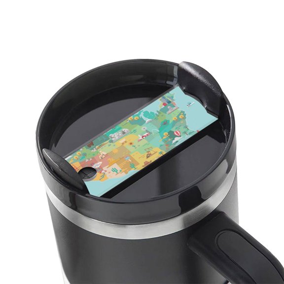 Kdxio USA Tourist Map Name Plate Compatible Stanley Cups Name Tag Acrylic Nameplate Tumbler Lid Topper for Cup Accessories