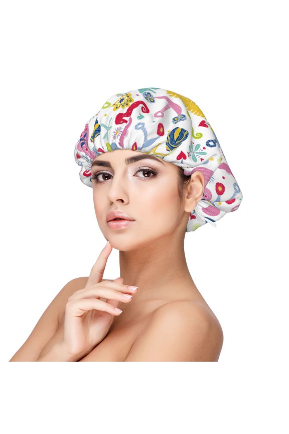 Undersea Seahorse Pattern Satin Bonnet Silk Bonnet Hair Bonnet for Sleeping Hair Bonnets for Women Curly Natural Hair