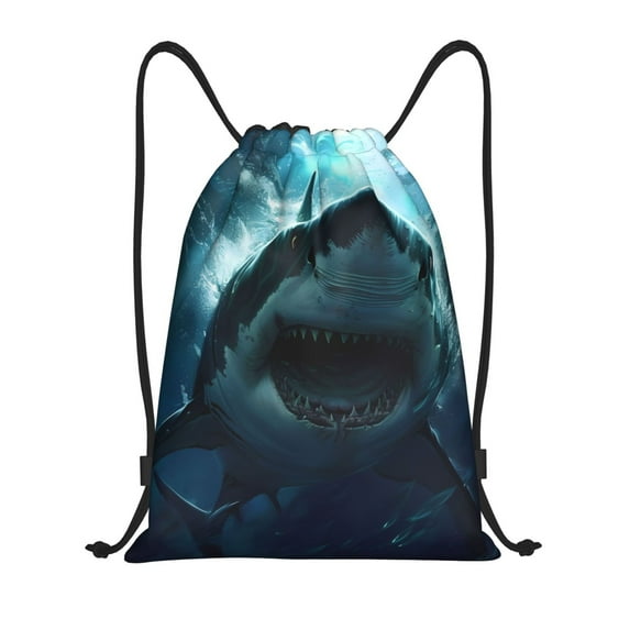 Kdxio Undersea Shark Print Drawstring Backpack Bag,Waterproof Draw String Back Sack, Gym Drawstring Bags Swim Bag For Unisex