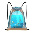 thumbnail image 1 of Kdxio Underwater Aquarium Arches Print Drawstring Backpack Bag,Waterproof Draw String Back Sack, Gym Drawstring Bags Swim Bag For Unisex, 1 of 5