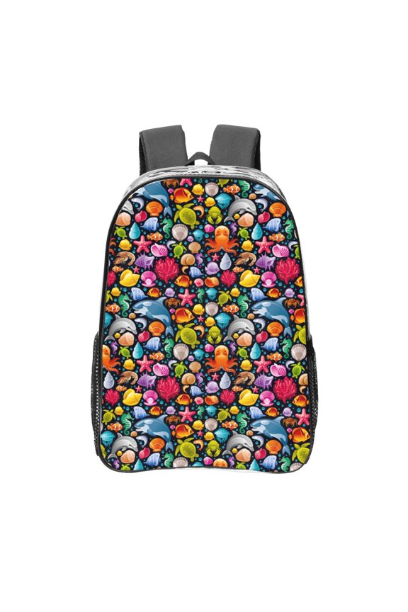 Underwater Diving Animals Clear Backpack, Transparent Bookbag for School for Women Men, Capacity Clear Bag for College, Travel