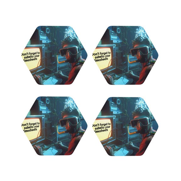 Kdxio Underwater Office Diver Funny Coasters,4 Pcs Leather Coasters,Housewarming Gifts,Protect Furniture from Water Marks Scratch and Damage