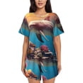 thumbnail image 1 of Kdxio Underwater Plant Dolphin Print Pajamas Sets for Women Short-Sleeved Pjs with Lounge Shorts Two Piece Sleepwear S-4XL, 1 of 5