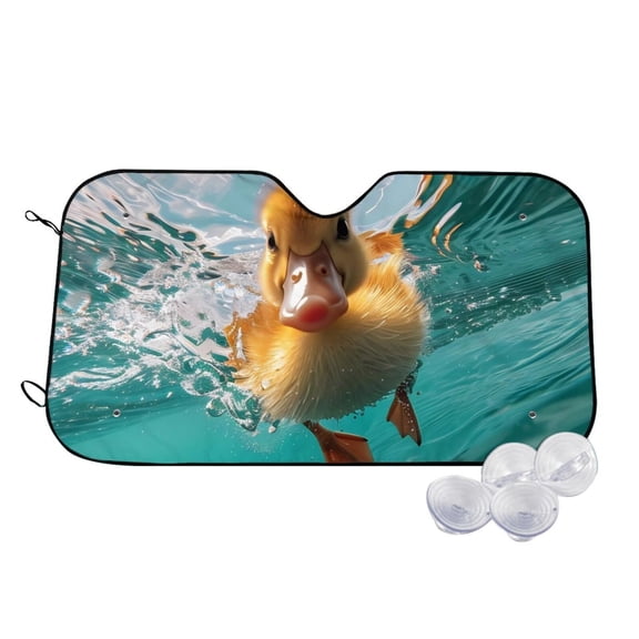 Kdxio Underwater Swimming Duck Print Windshield Sun Shade,UV Rays and Sun Heat Protection,Sunshade for Car Windshield,Car Shade Front Windshield - Small