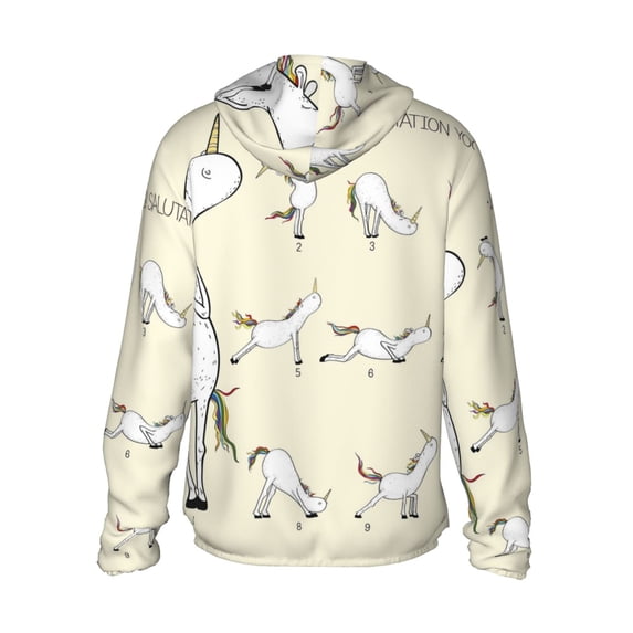 Kdxio Unicorn Doing Yoga Print Women Men Sun Protection UPF 50+ Jackets Zip Up Long Sleeve Hoodie Hiking Lightweight with Pockets