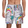 thumbnail image 1 of Kdxio Unicorn Doingyoga Print Men'S Swim Trunks With Compression Liner 7 Inch Inseam Quick Dry Swim Shorts, 1 of 7