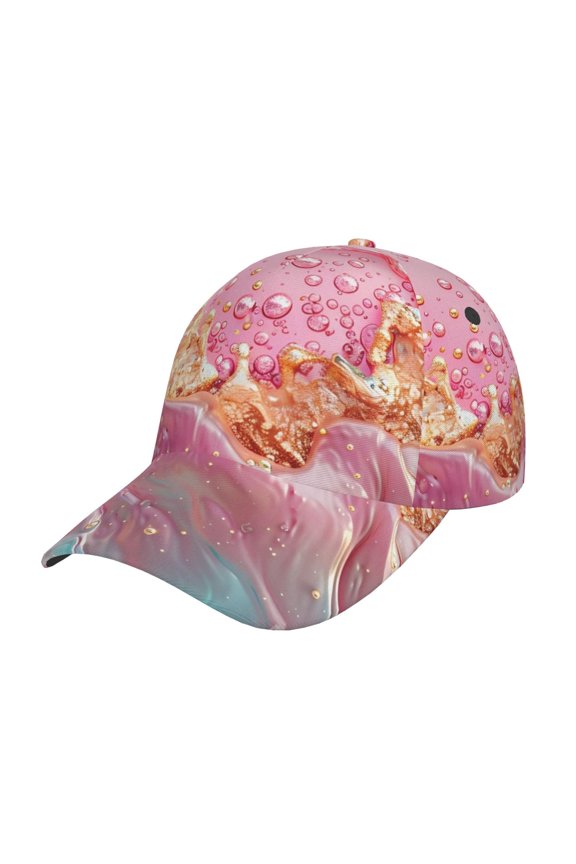 Unisex Abstract Pink Gold Splash Pattern Baseball Cap Unisex Washed Classic Adjustable Hat