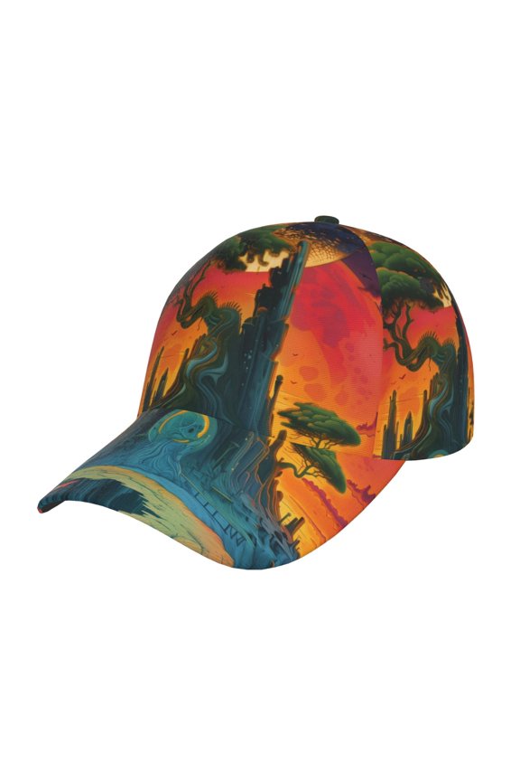 Unisex Abstract Tree Castle Pattern Baseball Cap Unisex Washed Classic Adjustable Hat