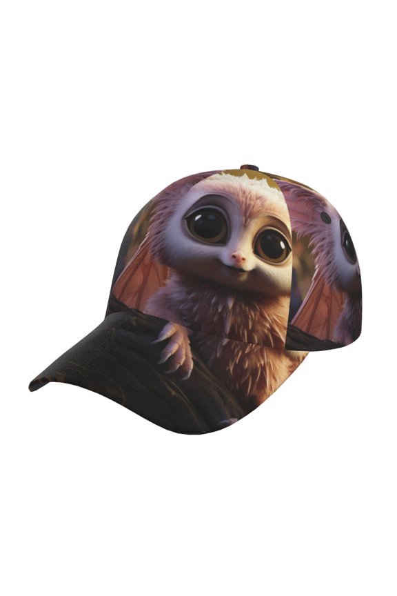 Unisex Adorable Fluffy Bat Pattern Baseball Cap Unisex Washed Classic Adjustable Hat