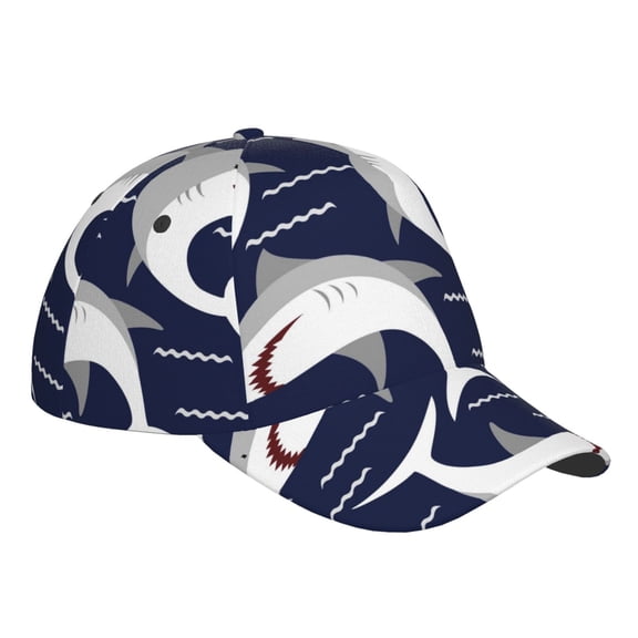 Kdxio Unisex Angry Shark Pattern Baseball Cap Unisex Washed Classic Adjustable Hat