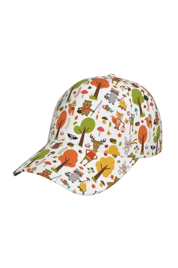 Unisex Animals Forest Pattern Baseball Cap Unisex Washed Classic Adjustable Hat
