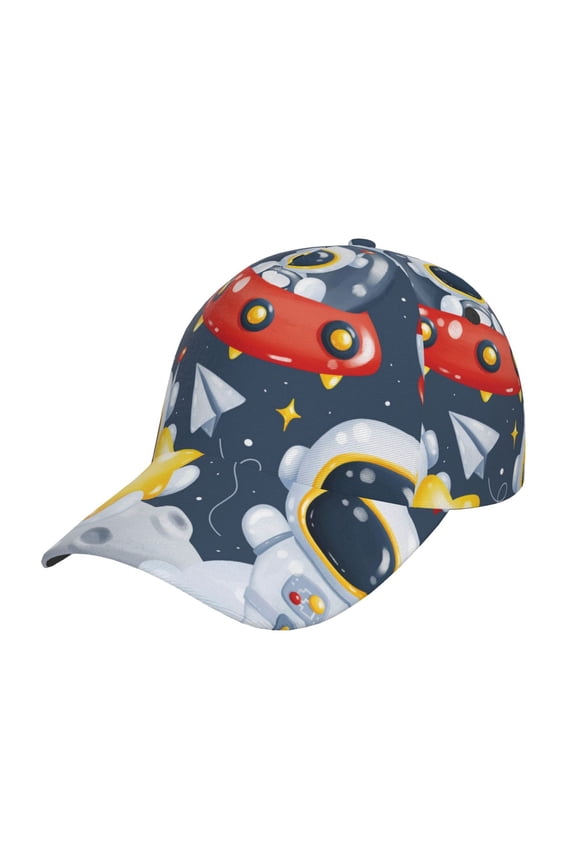 Unisex Astronaut And Space Pattern Baseball Cap Unisex Washed Classic Adjustable Hat