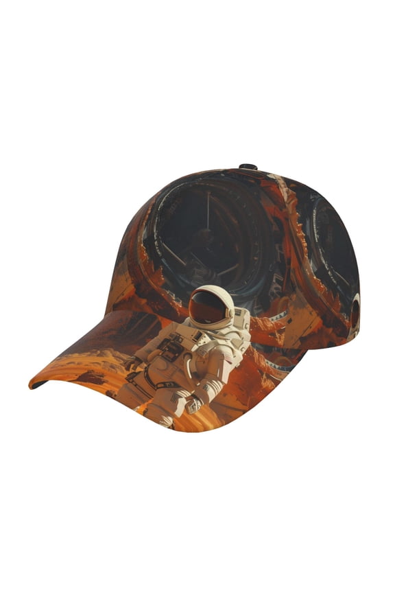 Unisex Astronaut Exploring Mars Pattern Baseball Cap Unisex Washed Classic Adjustable Hat