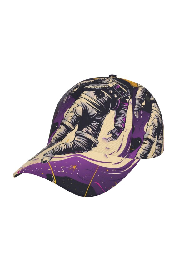 Unisex Astronaut Floating purple Space Pattern Baseball Cap Unisex Washed Classic Adjustable Hat