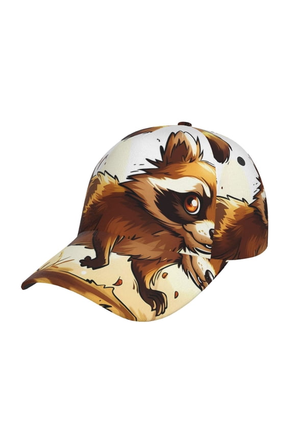 Unisex Autumn Raccoon In Forest Pattern Baseball Cap Unisex Washed Classic Adjustable Hat