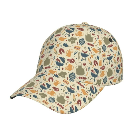 Kdxio Unisex Barbecue And Grill Pattern Baseball Cap Unisex Washed Classic Adjustable Hat