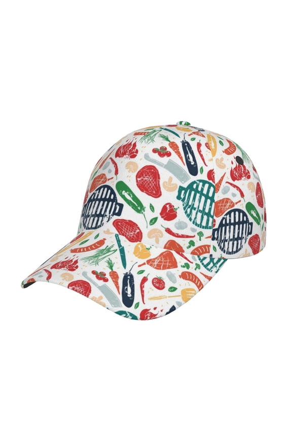 Unisex Barbecue Pattern Baseball Cap Unisex Washed Classic Adjustable Hat