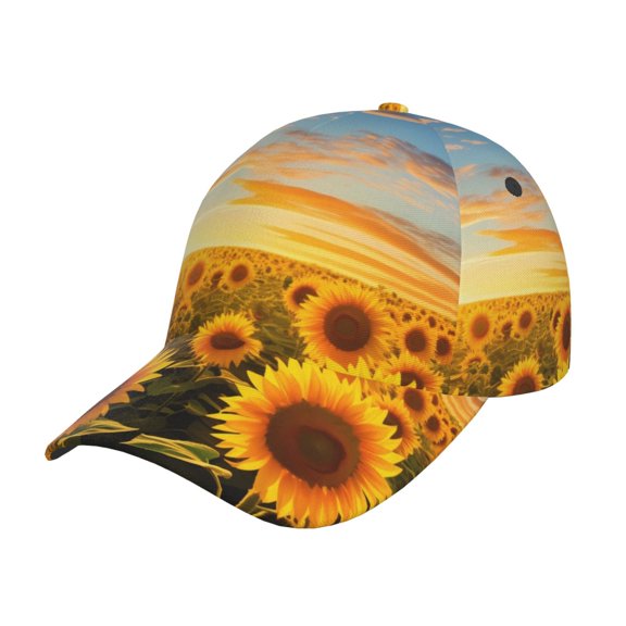 Kdxio Unisex Beautiful Golden Sunflower Field Pattern Baseball Cap Unisex Washed Classic Adjustable Hat