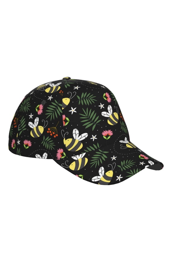 Unisex Bees Pattern Baseball Cap Unisex Washed Classic Adjustable Hat