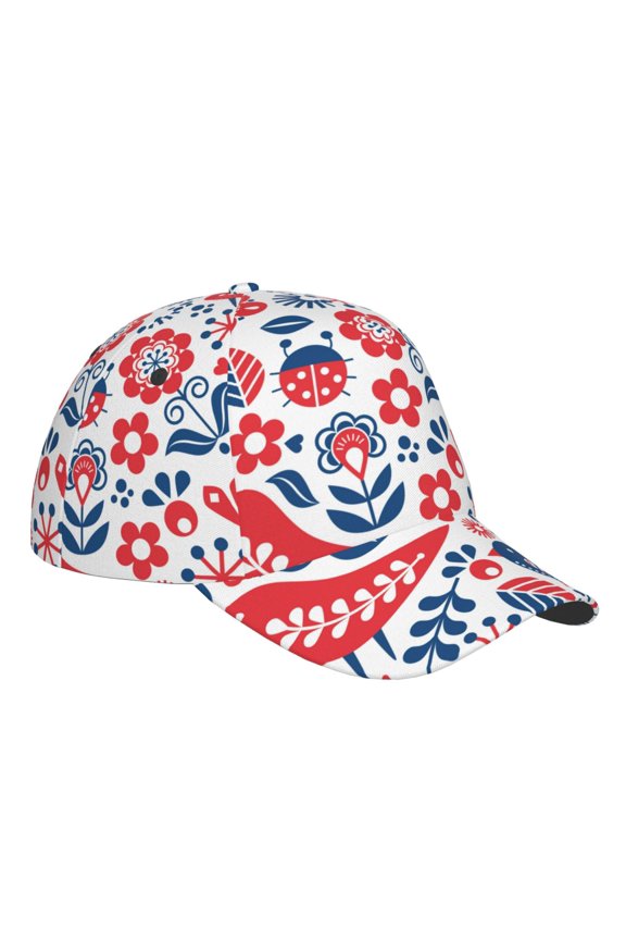 Unisex Birds Flowers Pattern Baseball Cap Unisex Washed Classic Adjustable Hat