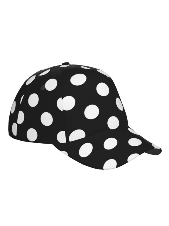 Unisex Black and White Polka Dot Pattern Baseball Cap Unisex Washed Classic Adjustable Hat