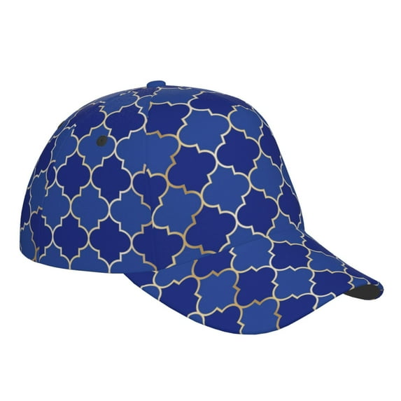 Kdxio Unisex Blue Gold Grid Lantern Pattern Baseball Cap Unisex Washed Classic Adjustable Hat