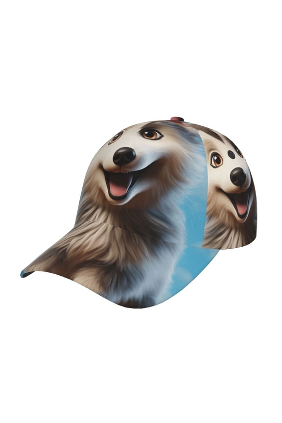 Unisex Blue Sky Cute Wolf Pattern Baseball Cap Unisex Washed Classic Adjustable Hat