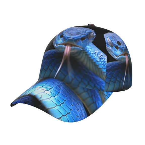 Kdxio Unisex Blue Viper Snake 2 Pattern Baseball Cap Unisex Washed Classic Adjustable Hat