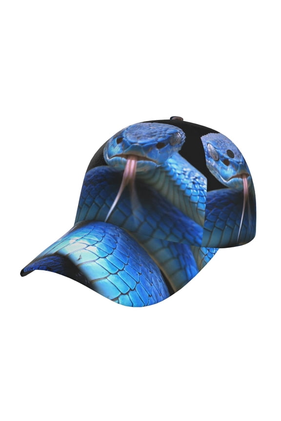 Unisex Blue Viper Snake 2 Pattern Baseball Cap Unisex Washed Classic Adjustable Hat