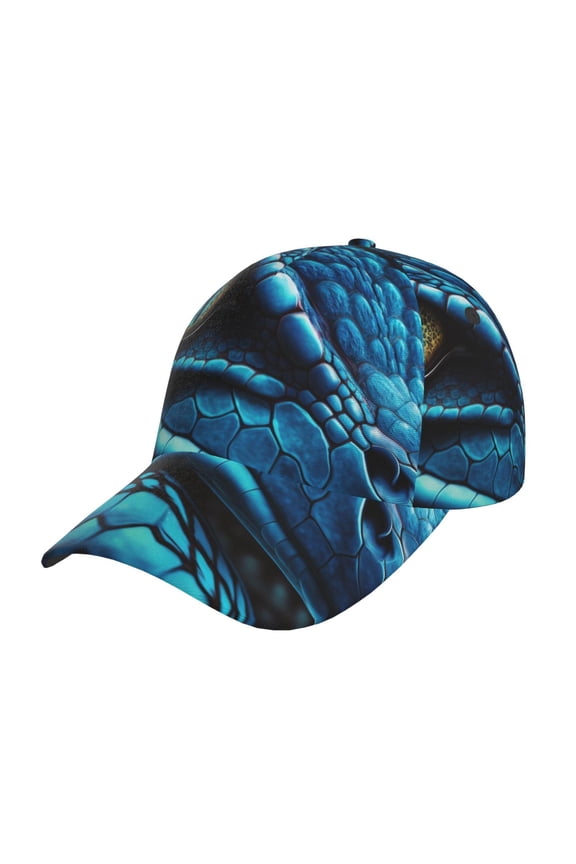 Unisex Blue Viper Snake Closeup Face Pattern Baseball Cap Unisex Washed Classic Adjustable Hat