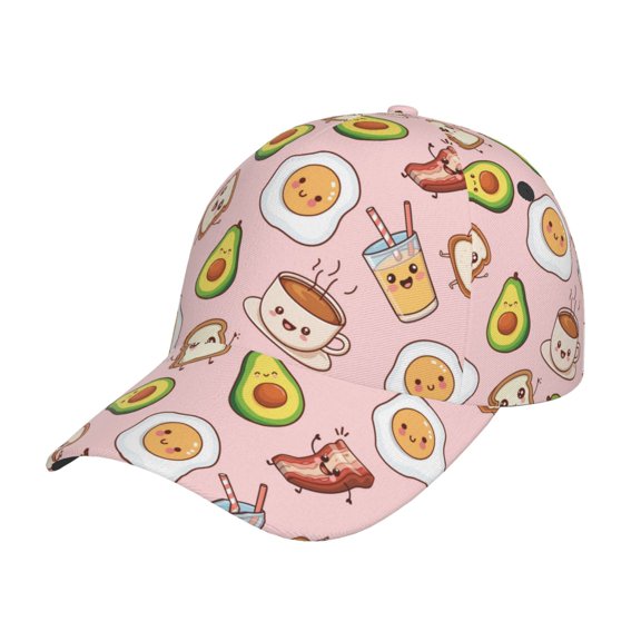 Kdxio Unisex Breakfast Pattern Baseball Cap Unisex Washed Classic Adjustable Hat