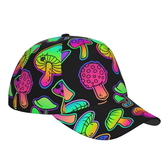 Kdxio Unisex Bright Mushrooms Pattern Baseball Cap Unisex Washed Classic Adjustable Hat