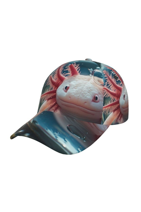 Unisex Bubbles Axolotl Fantasy Pattern Baseball Cap Unisex Washed Classic Adjustable Hat