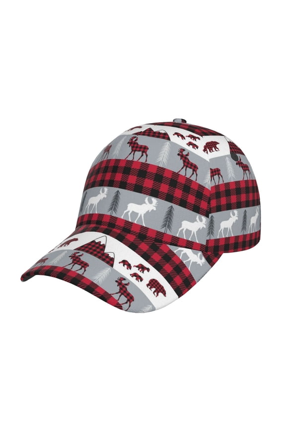 Unisex Buffalo Plaid Forest Pattern Baseball Cap Unisex Washed Classic Adjustable Hat