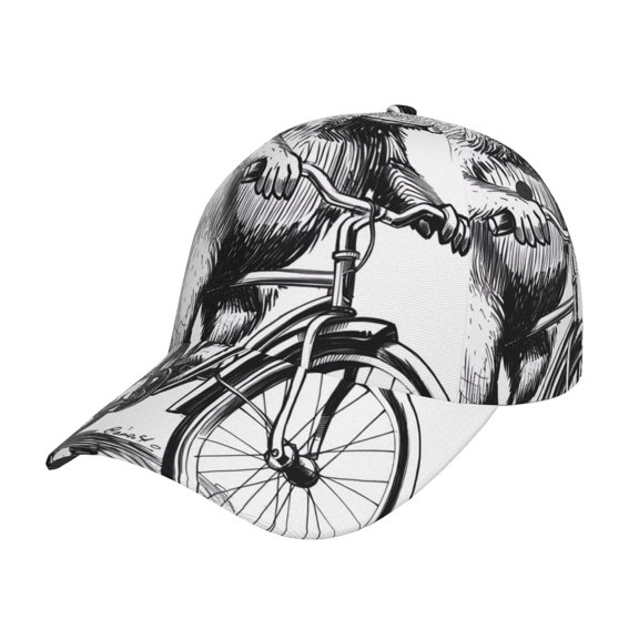 Kdxio Unisex Capybara Riding Bicycle Pattern Baseball Cap Unisex Washed Classic Adjustable Hat