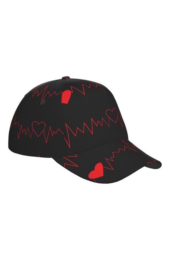 Unisex Cardiogram and Heart Pattern Baseball Cap Unisex Washed Classic Adjustable Hat