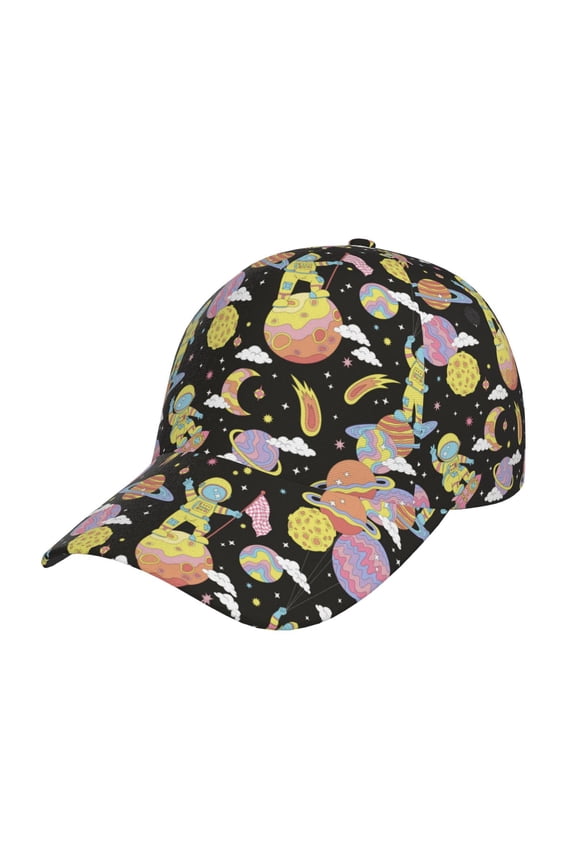 Unisex Cartoon Astronaut In Spacesuit Pattern Baseball Cap Unisex Washed Classic Adjustable Hat
