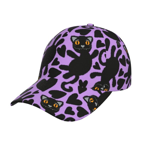 Kdxio Unisex Cartoon Black Cats Pattern Baseball Cap Unisex Washed Classic Adjustable Hat