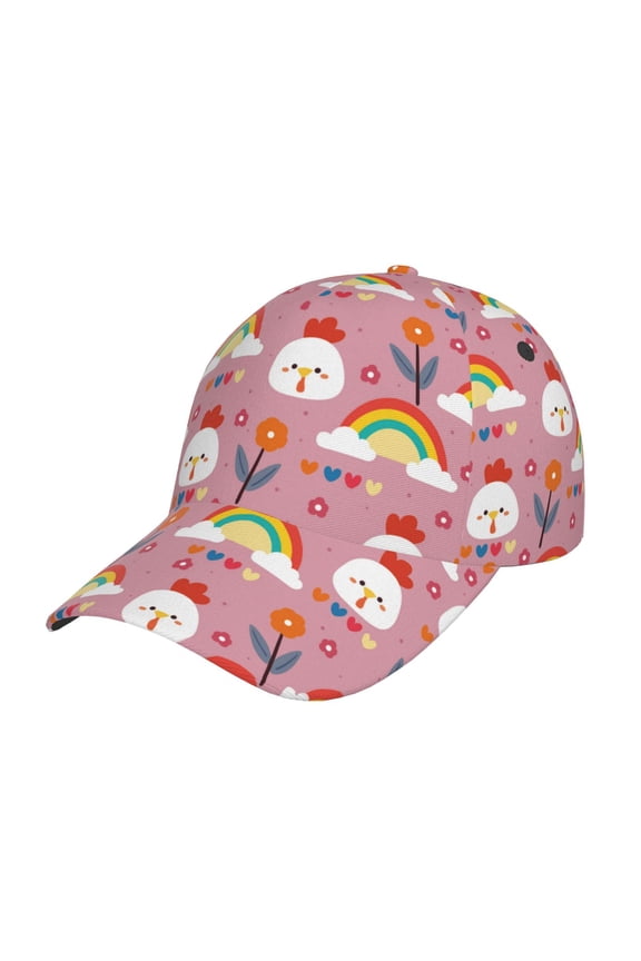 Unisex Cartoon Chicken Pattern Baseball Cap Unisex Washed Classic Adjustable Hat