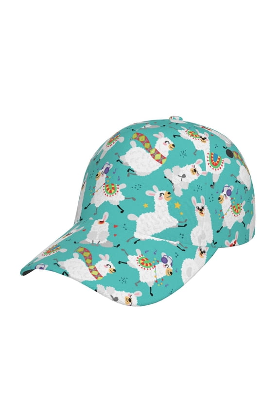 Unisex Cartoon Llamas Pattern Baseball Cap Unisex Washed Classic Adjustable Hat