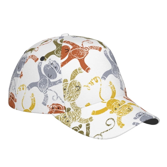 Kdxio Unisex Cartoon Monkey Pattern Baseball Cap Unisex Washed Classic Adjustable Hat