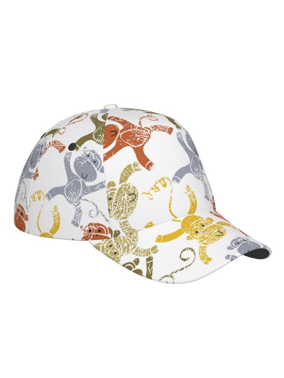 Unisex Cartoon Monkey Pattern Baseball Cap Unisex Washed Classic Adjustable Hat